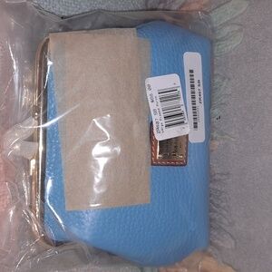 Dooney and Bourke Large Framed kiss lock in blue pebble leather